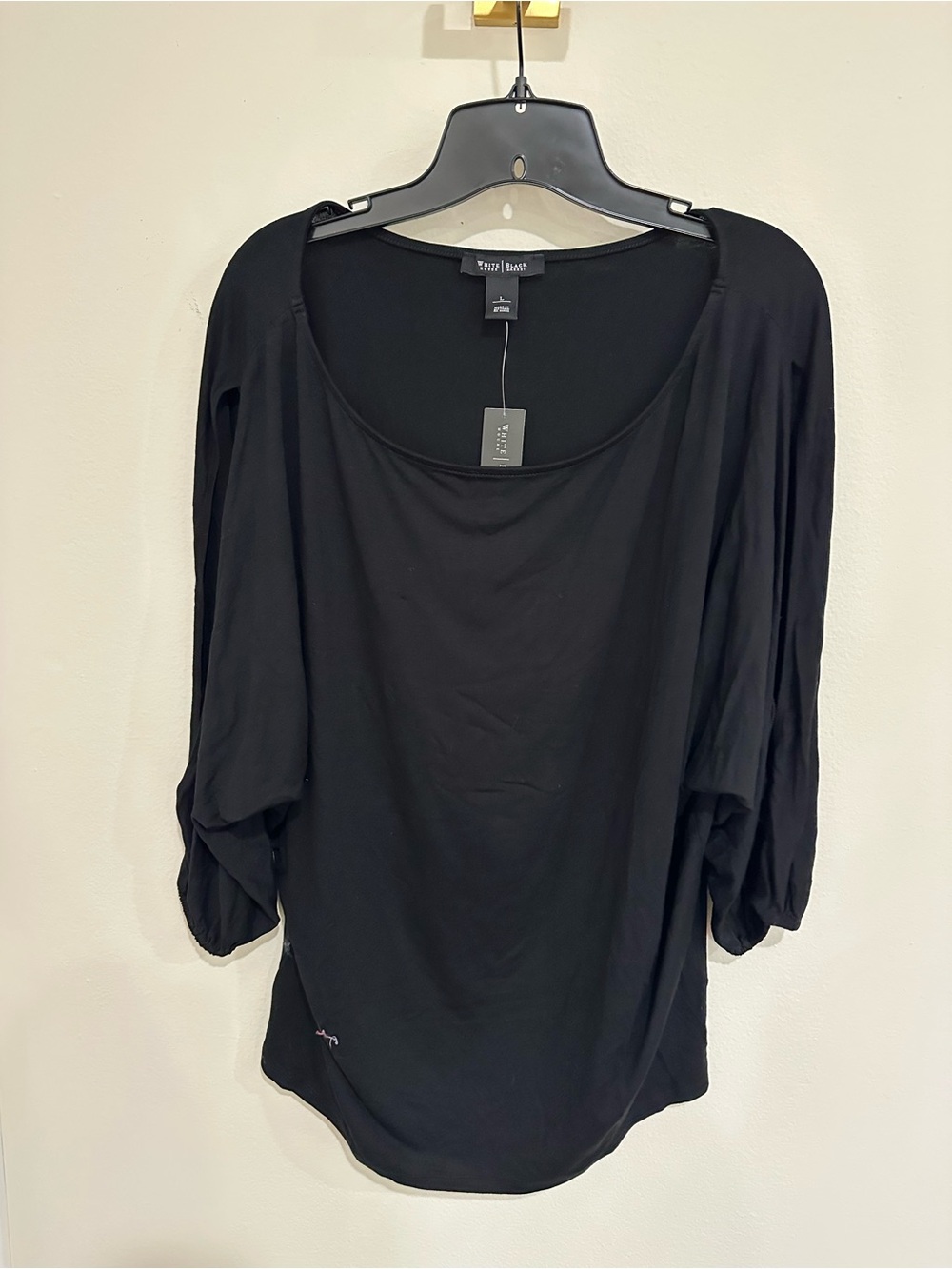 Black House White Market Black Scoop Neck 3/4 Sleeve Women's Top